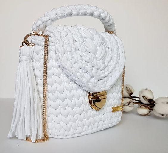 کیف بافتنی زنانه رنگ سفید